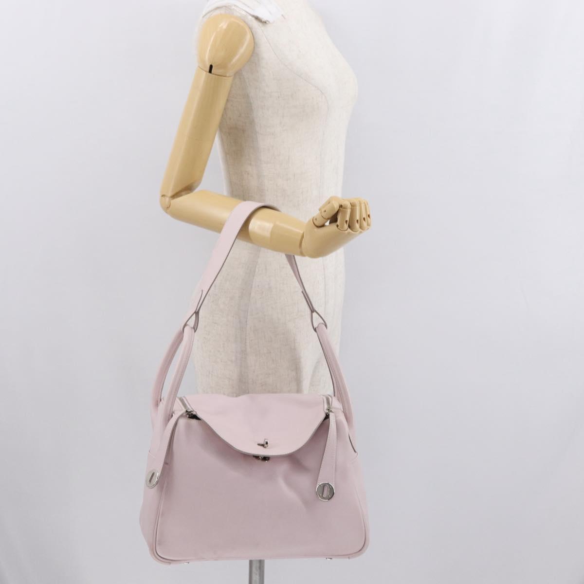 HERMES Lindy 30 Hand Bag Sikkim Pink Silver Auth 165664