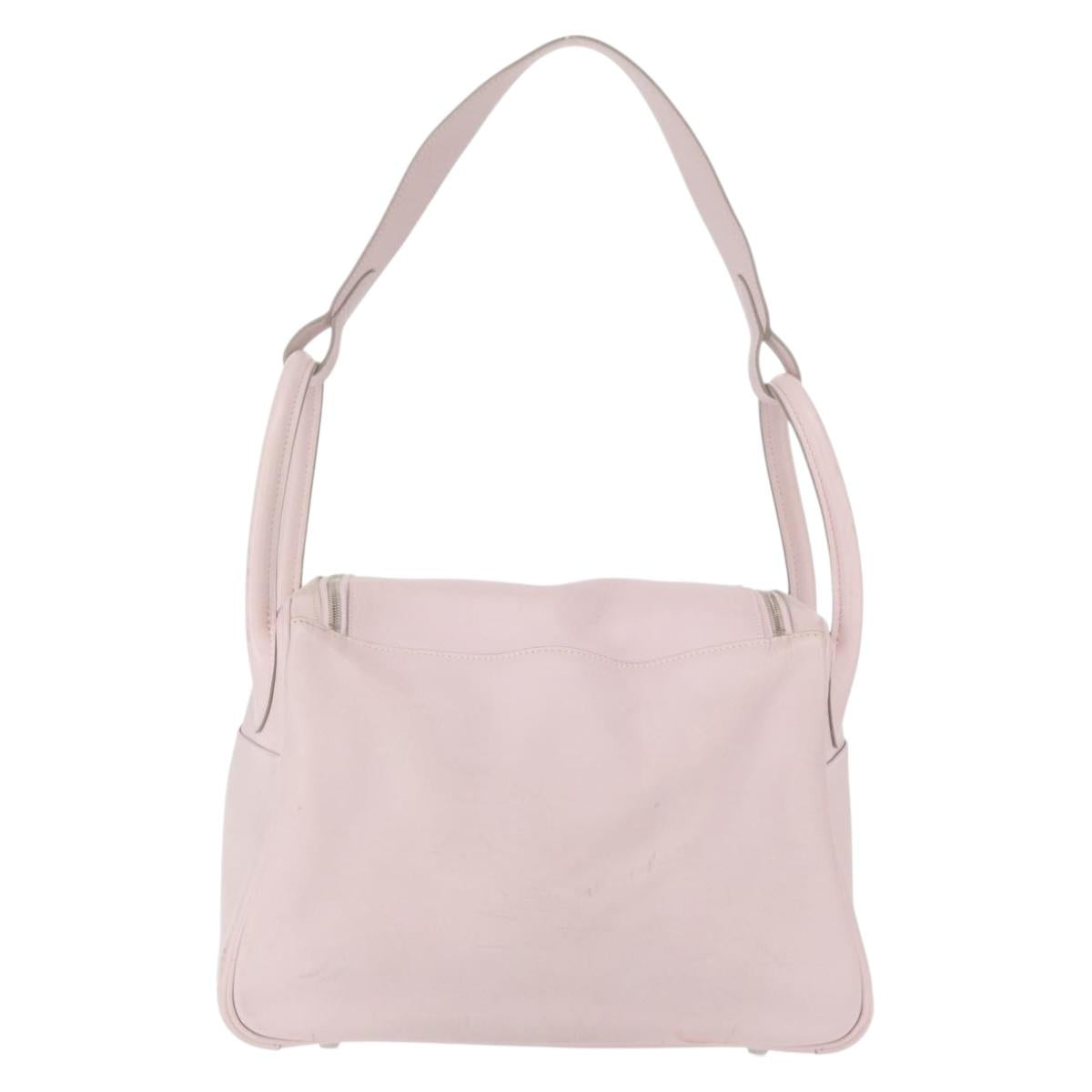 HERMES Lindy 30 Hand Bag Sikkim Pink Silver Auth 165664