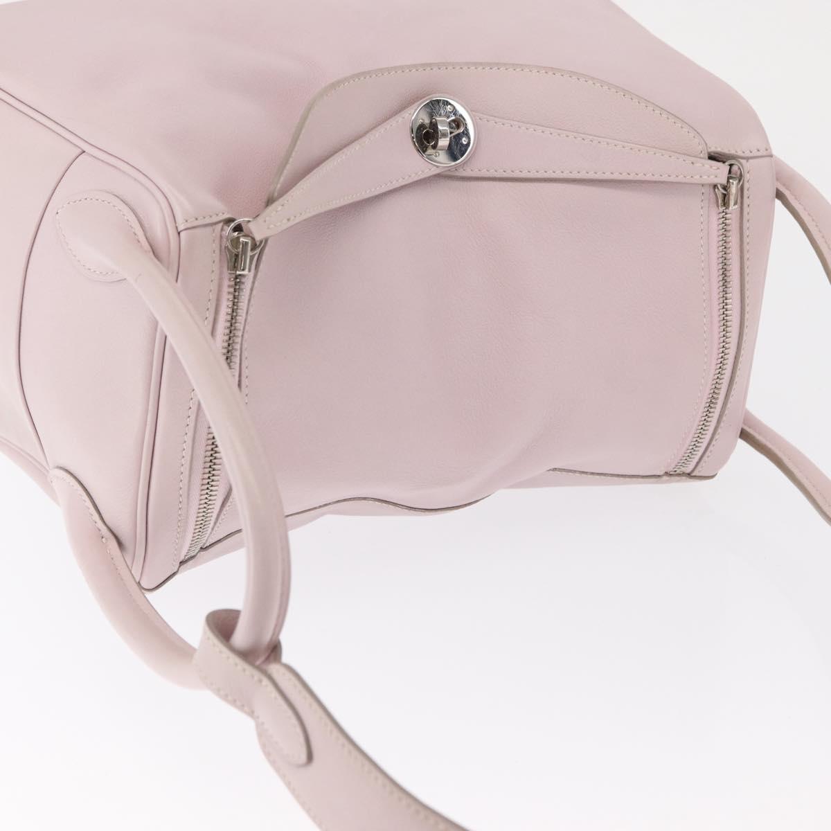 HERMES Lindy 30 Hand Bag Sikkim Pink Silver Auth 165664