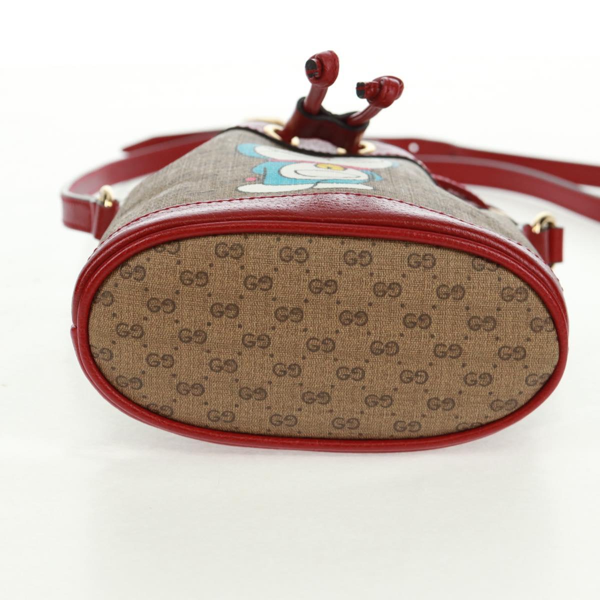 GUCCI テ Doraemon Micro GG Supreme Shoulder Bag PVC Beige 647801 Auth 165675SM