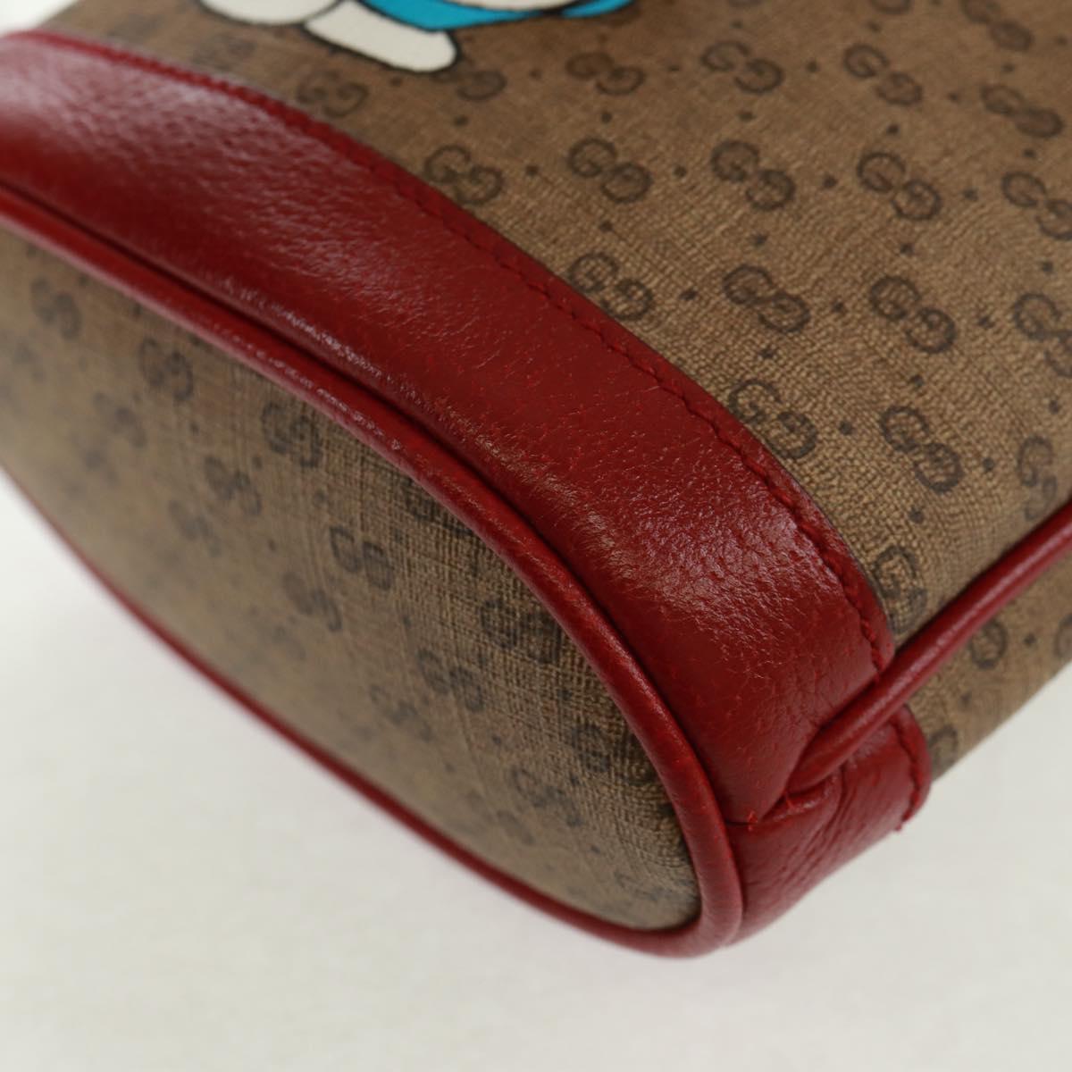 GUCCI テ Doraemon Micro GG Supreme Shoulder Bag PVC Beige 647801 Auth 165675SM