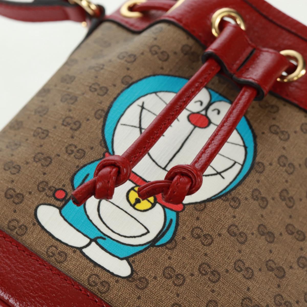 GUCCI テ Doraemon Micro GG Supreme Shoulder Bag PVC Beige 647801 Auth 165675SM