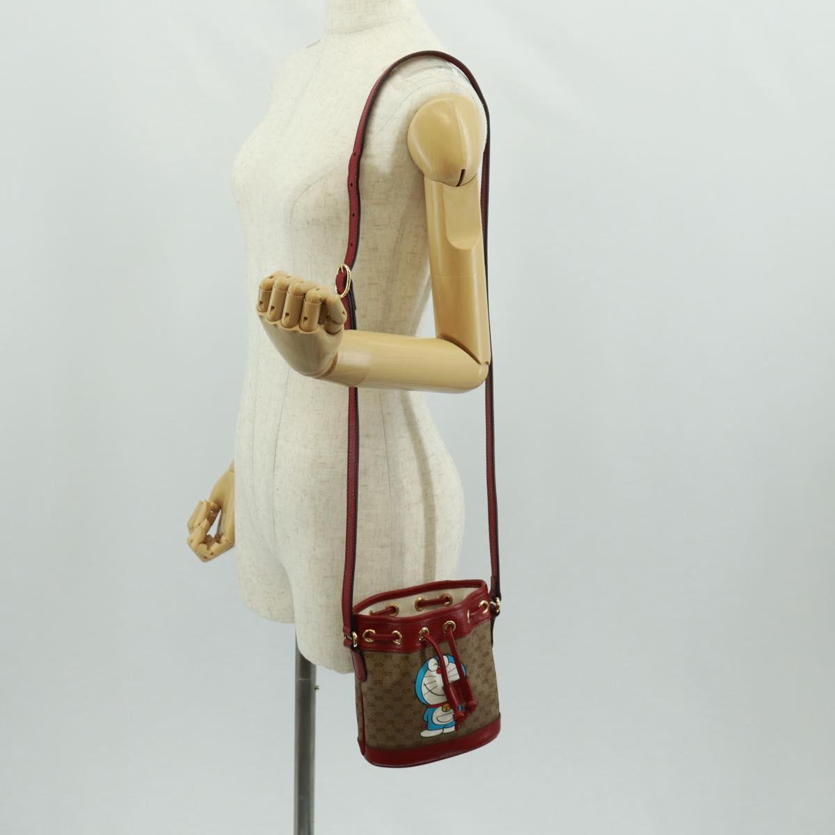 GUCCI テ Doraemon Micro GG Supreme Shoulder Bag PVC Beige 647801 Auth 165675SM