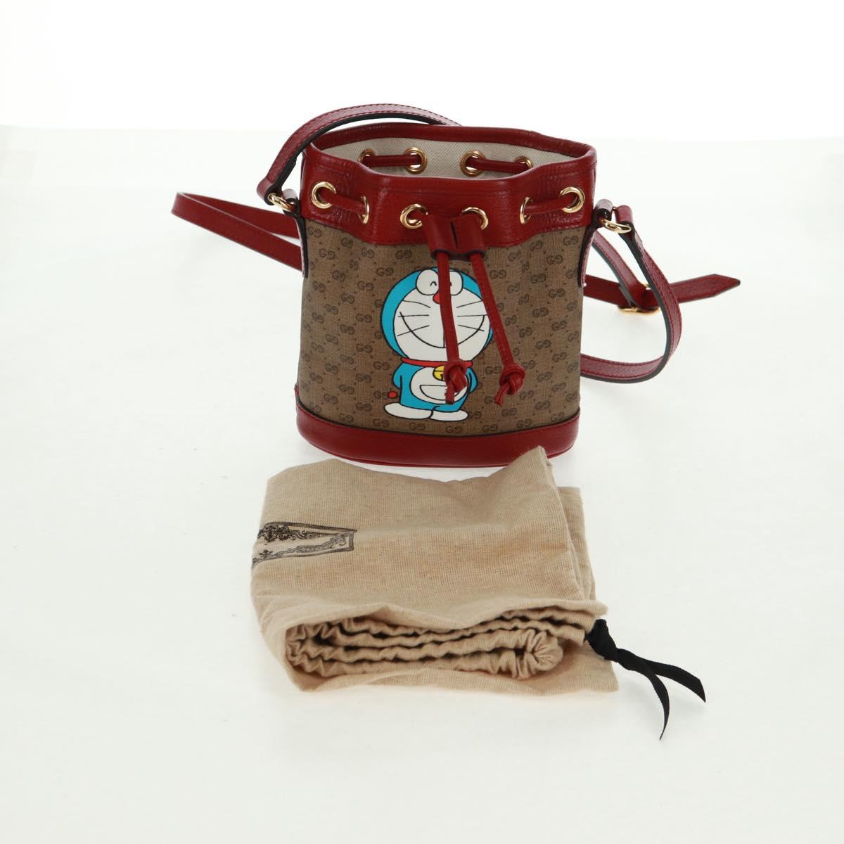 GUCCI テ Doraemon Micro GG Supreme Shoulder Bag PVC Beige 647801 Auth 165675SM
