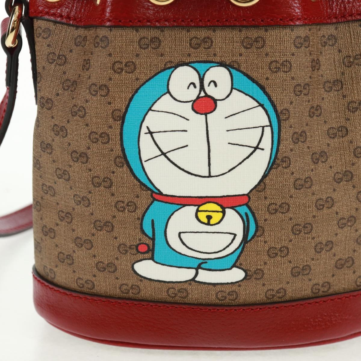 GUCCI テ Doraemon Micro GG Supreme Shoulder Bag PVC Beige 647801 Auth 165675SM