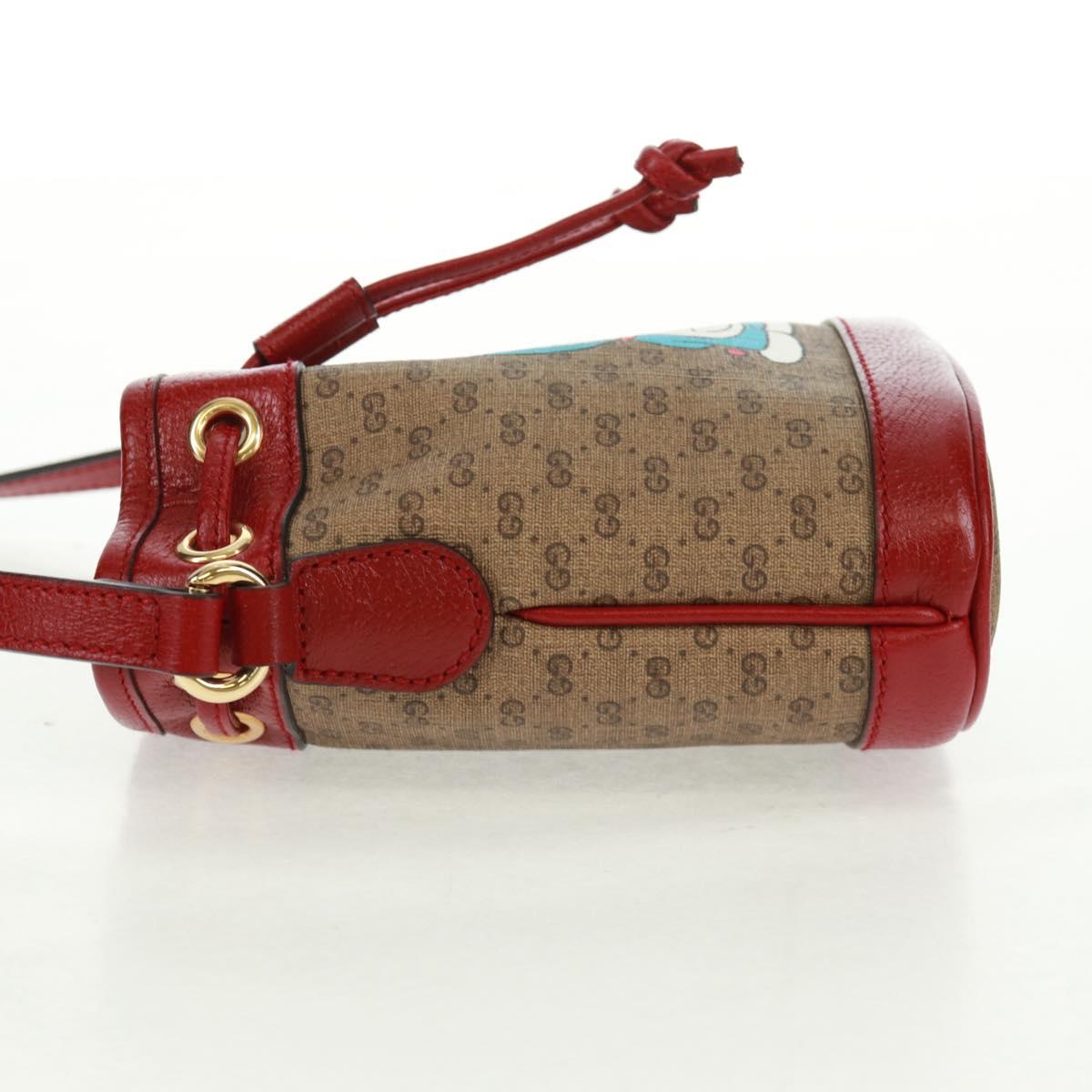 GUCCI テ Doraemon Micro GG Supreme Shoulder Bag PVC Beige 647801 Auth 165675SM