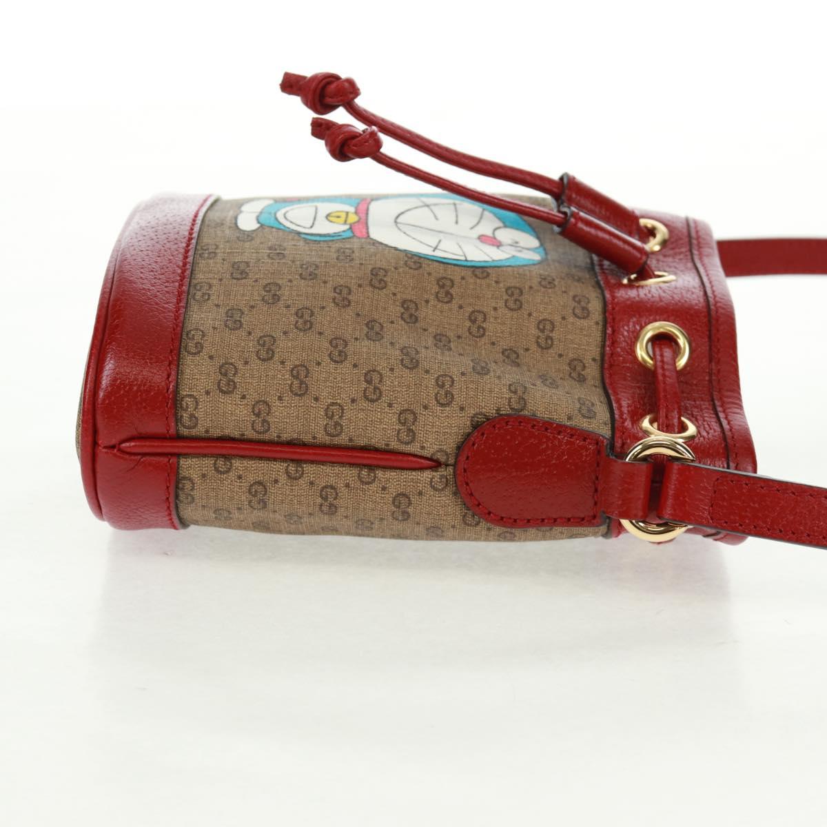 GUCCI テ Doraemon Micro GG Supreme Shoulder Bag PVC Beige 647801 Auth 165675SM