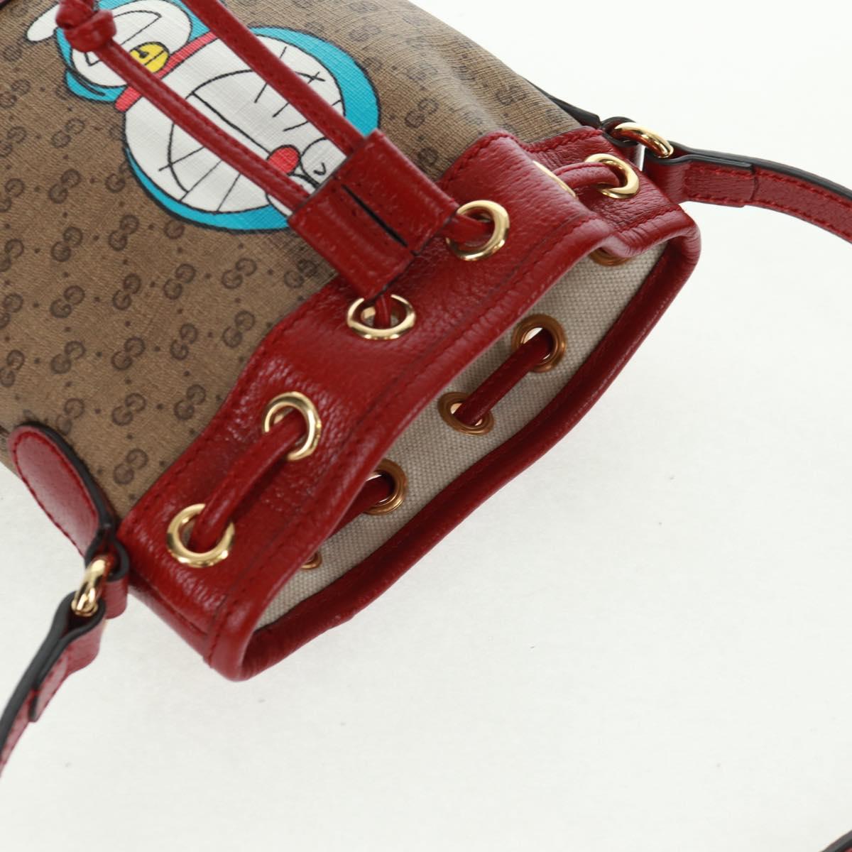 GUCCI テ Doraemon Micro GG Supreme Shoulder Bag PVC Beige 647801 Auth 165675SM