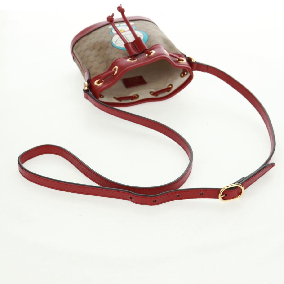 GUCCI テ Doraemon Micro GG Supreme Shoulder Bag PVC Beige 647801 Auth 165675SM