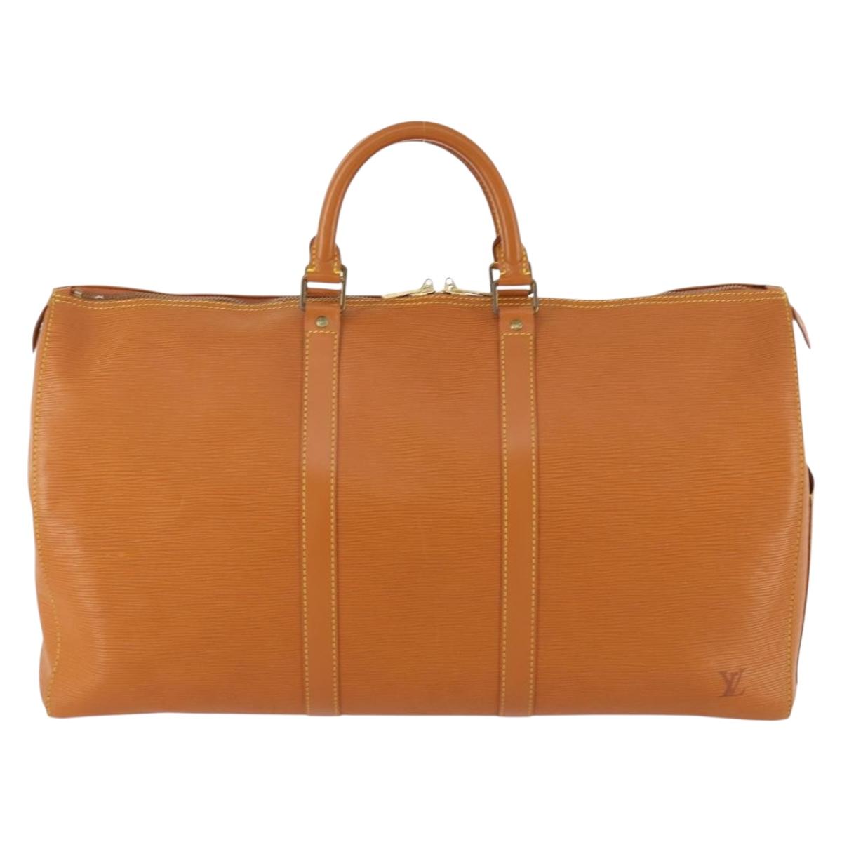 LOUIS VUITTON Epi Keepall 50 Boston Bag Brown M42968 LV Auth 165716A