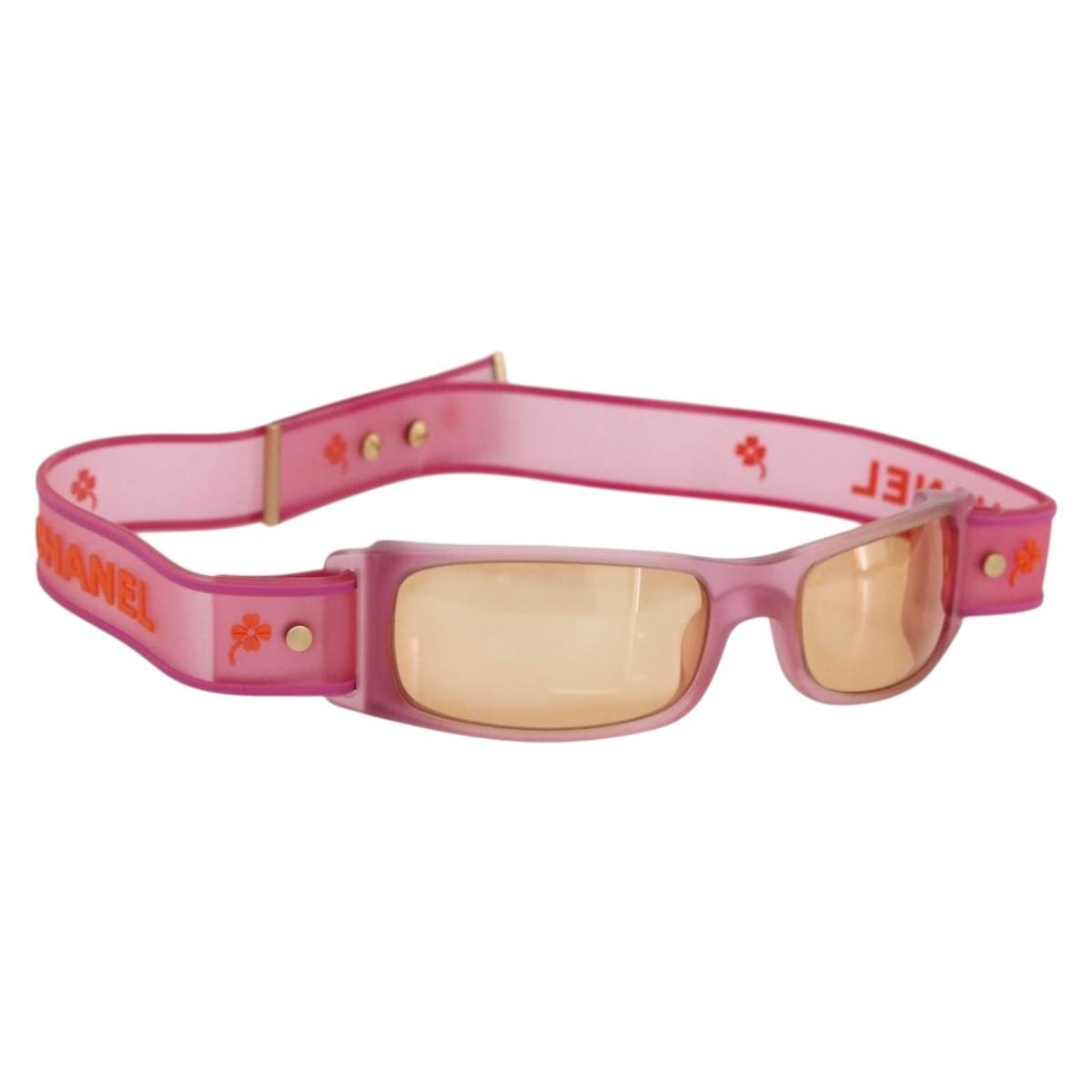 CHANEL Sunglasses Rubber Pink CC Auth 165731V