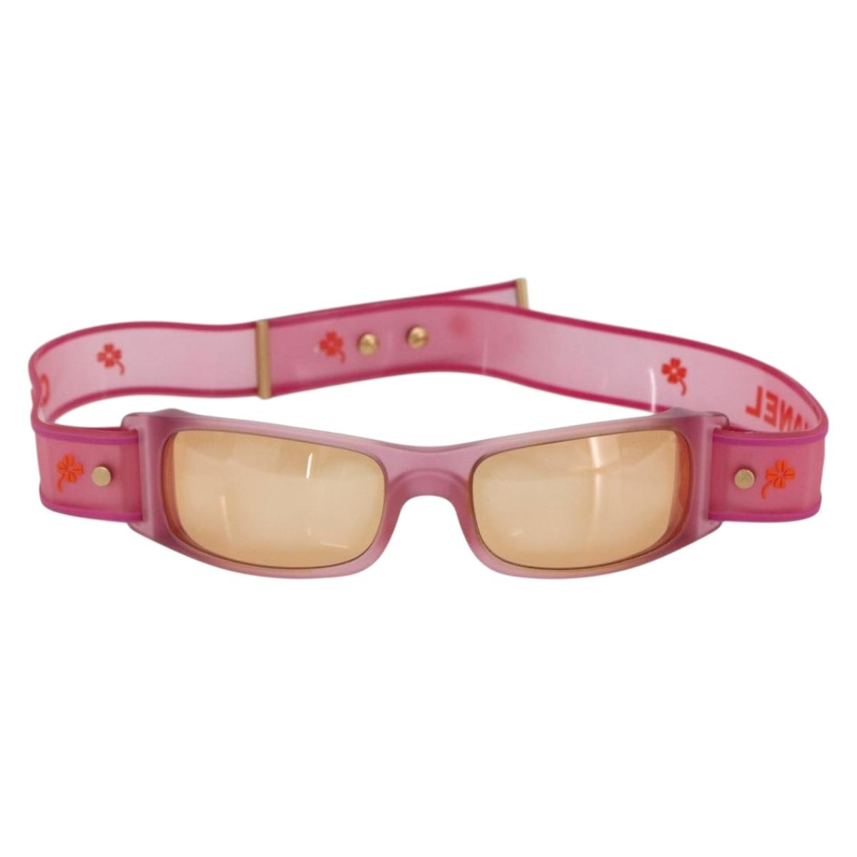 CHANEL Sunglasses Rubber Pink CC Auth 165731V