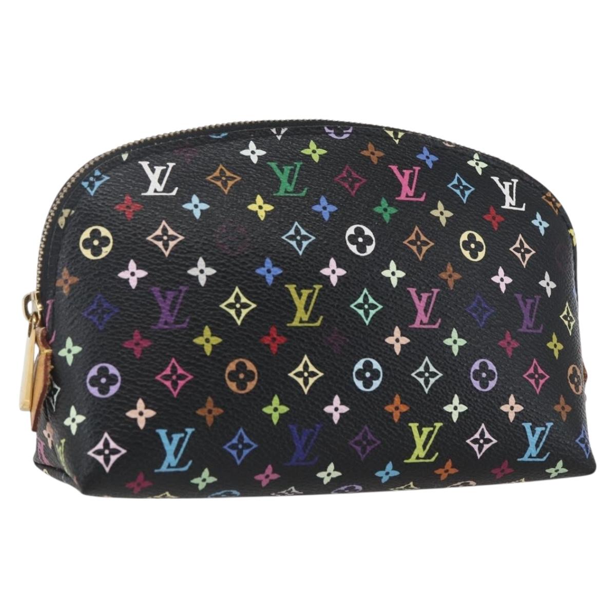 LOUIS VUITTON Multicolor Pochette Cosmetic Pouch Black M47355 LV Auth 165735V