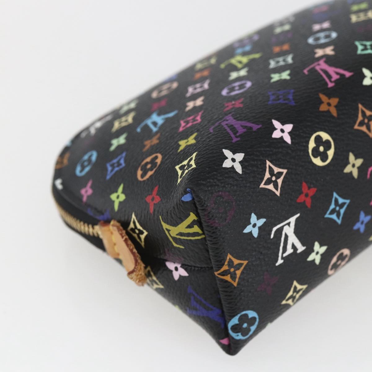 LOUIS VUITTON Multicolor Pochette Cosmetic Pouch Black M47355 LV Auth 165735V