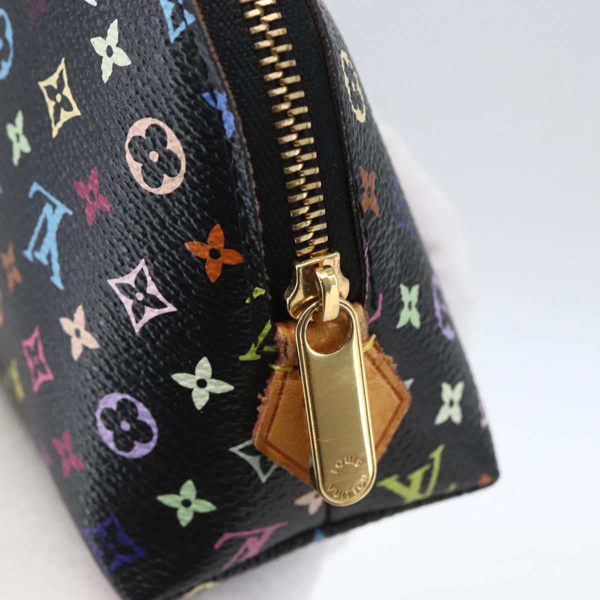 LOUIS VUITTON Multicolor Pochette Cosmetic Pouch Black M47355 LV Auth 165735V