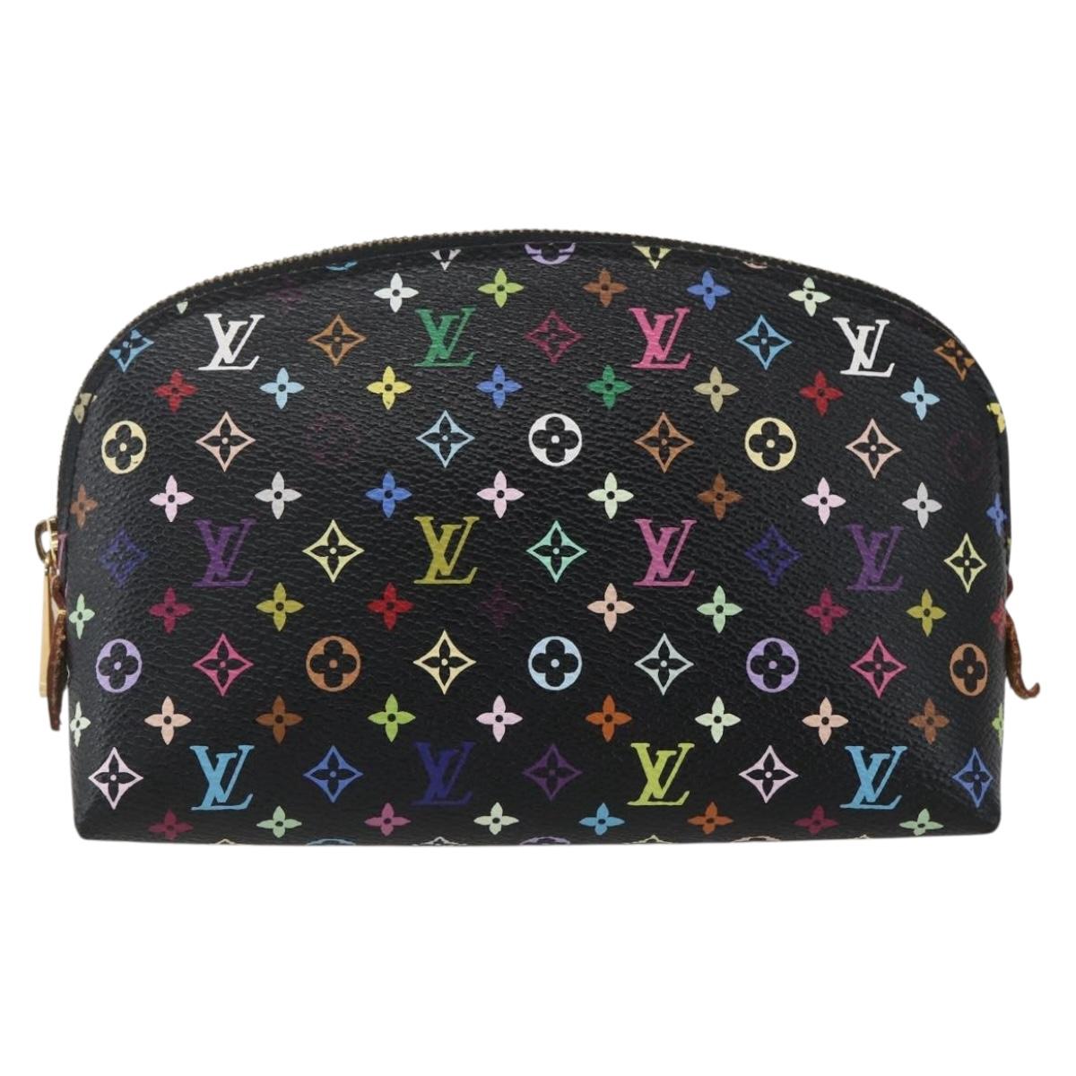 LOUIS VUITTON Multicolor Pochette Cosmetic Pouch Black M47355 LV Auth 165735V
