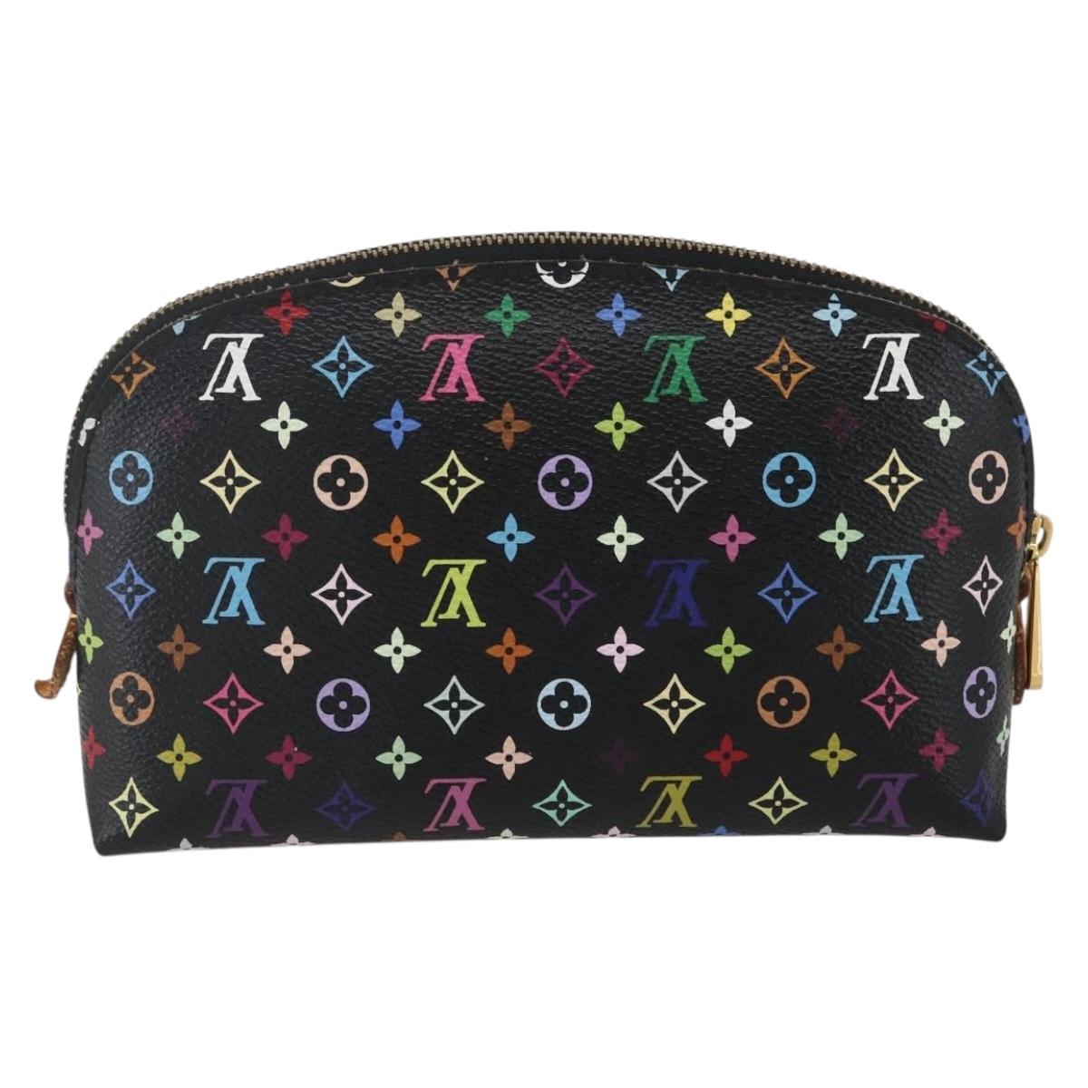 LOUIS VUITTON Multicolor Pochette Cosmetic Pouch Black M47355 LV Auth 165735V