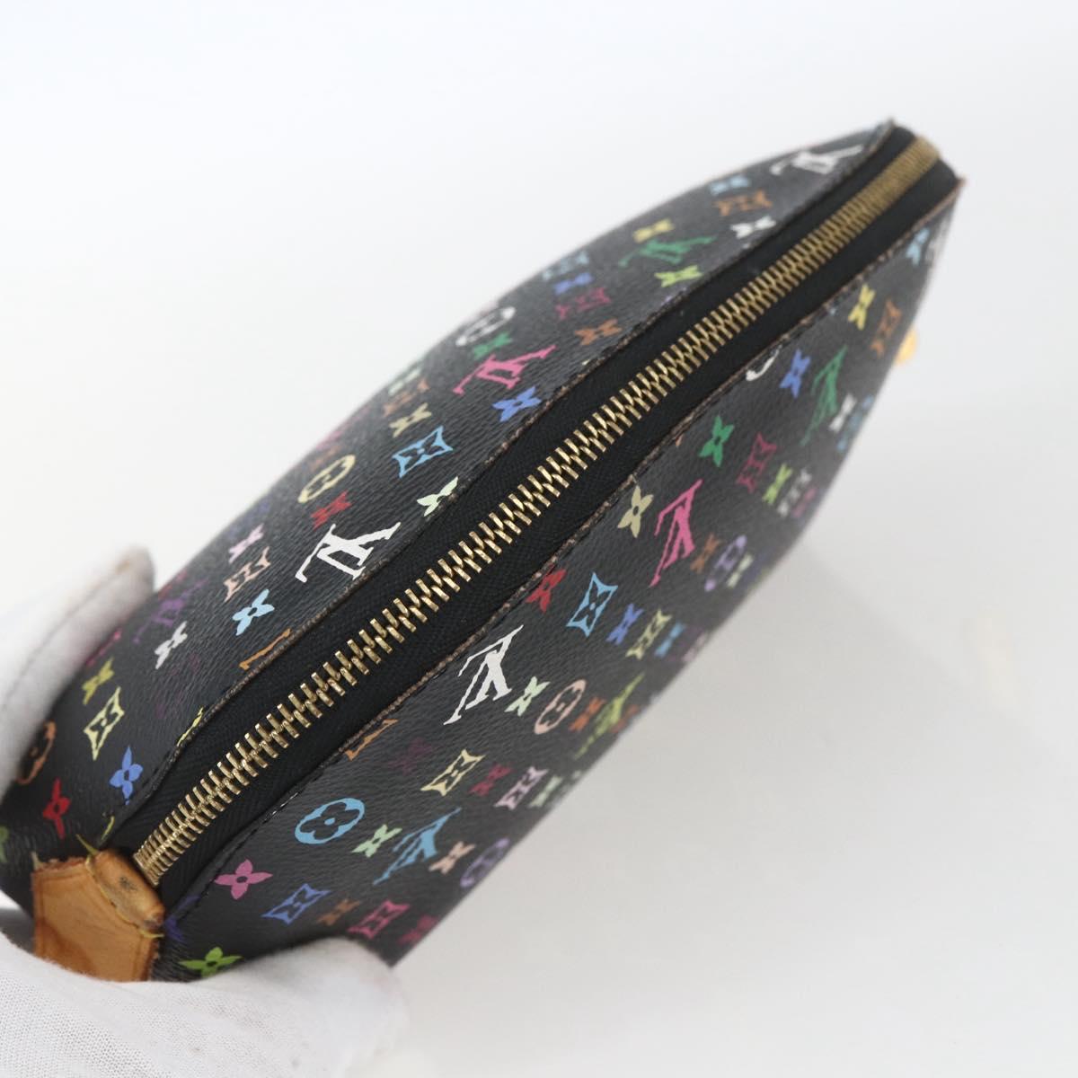 LOUIS VUITTON Multicolor Pochette Cosmetic Pouch Black M47355 LV Auth 165735V