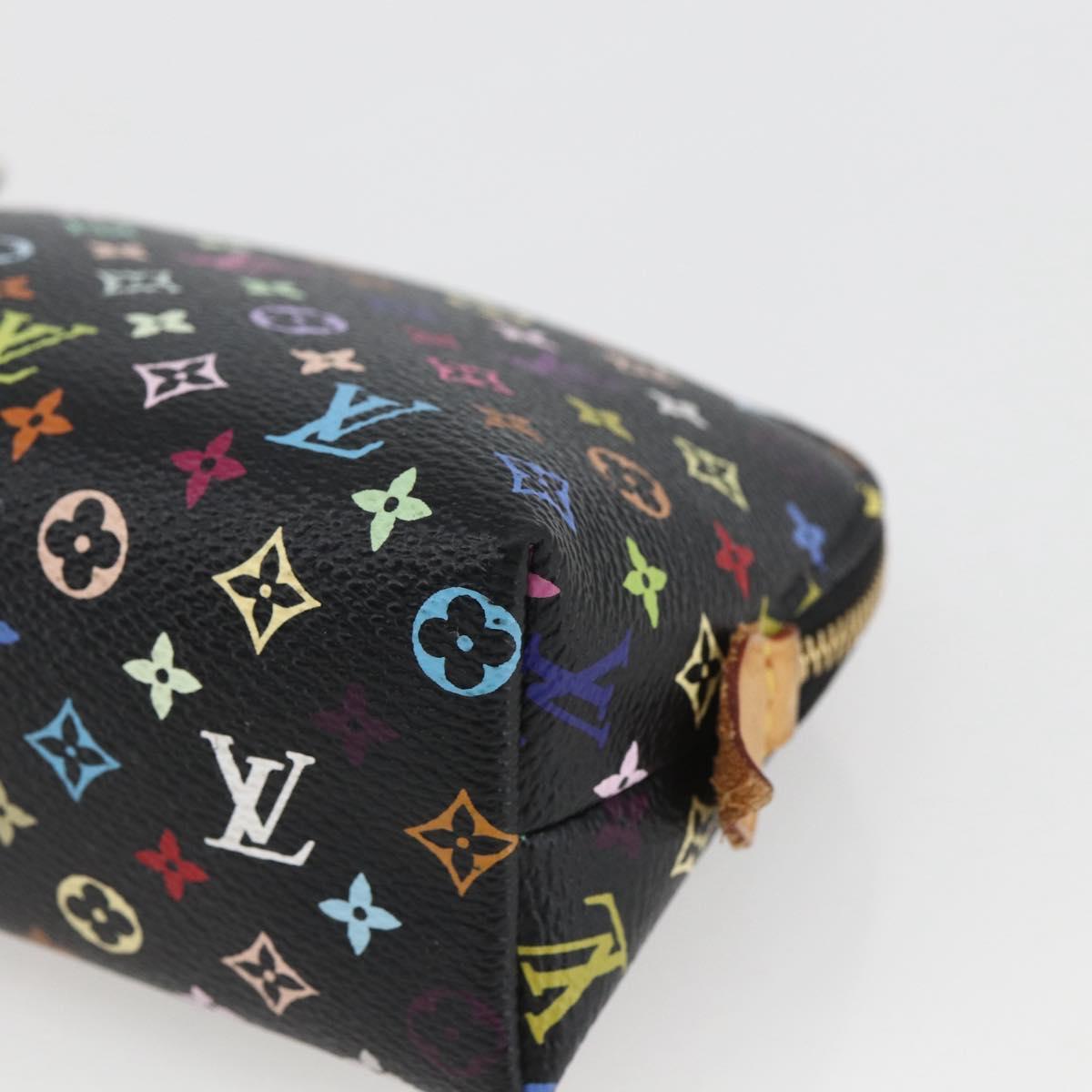 LOUIS VUITTON Multicolor Pochette Cosmetic Pouch Black M47355 LV Auth 165735V