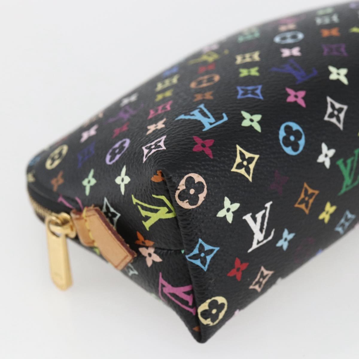 LOUIS VUITTON Multicolor Pochette Cosmetic Pouch Black M47355 LV Auth 165735V