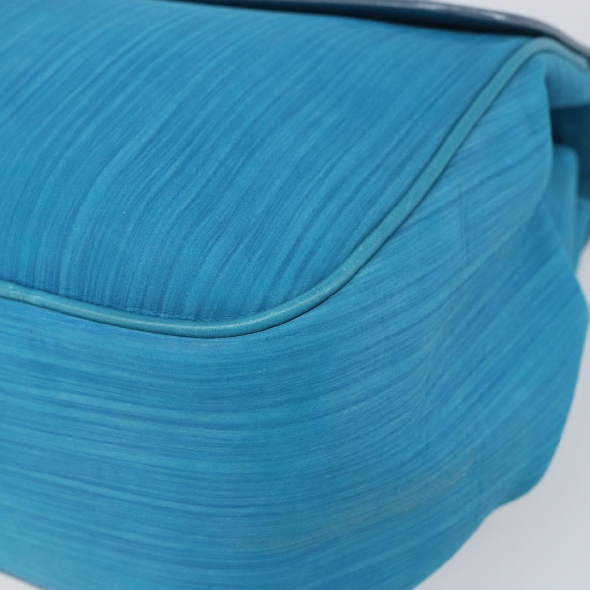 BALLY Hand Bag Nylon Blue Silver Auth 165750