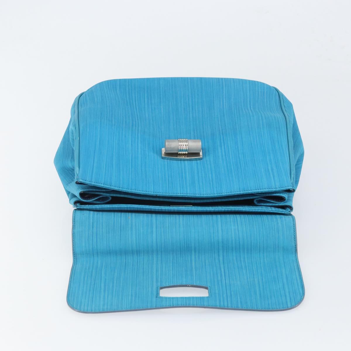 BALLY Hand Bag Nylon Blue Silver Auth 165750