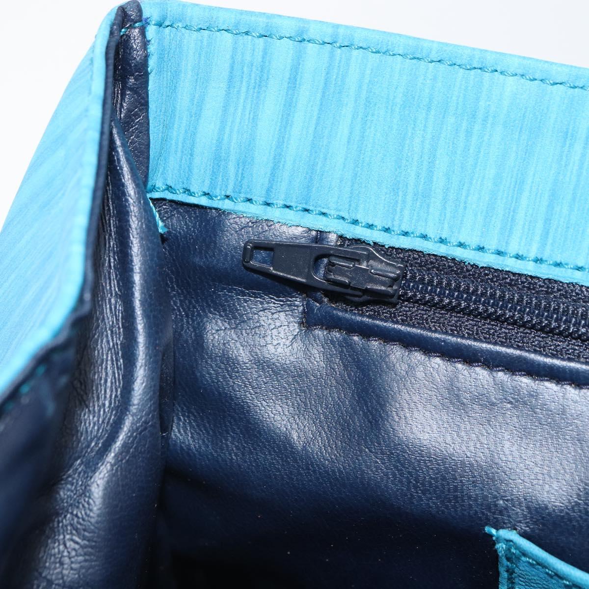 BALLY Hand Bag Nylon Blue Silver Auth 165750