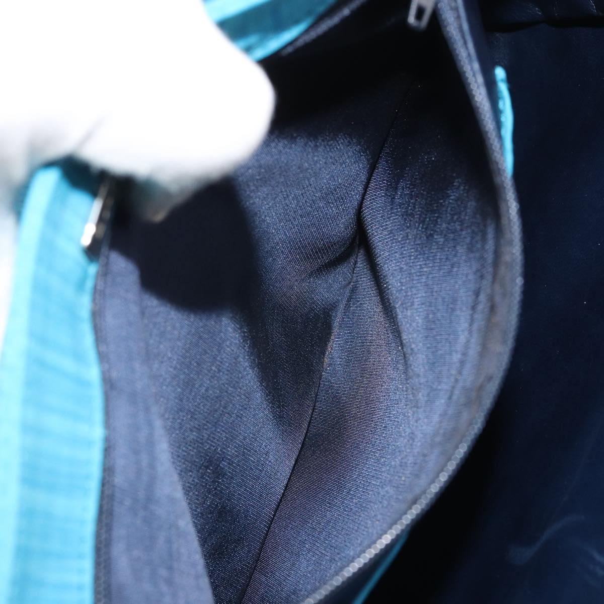 BALLY Hand Bag Nylon Blue Silver Auth 165750