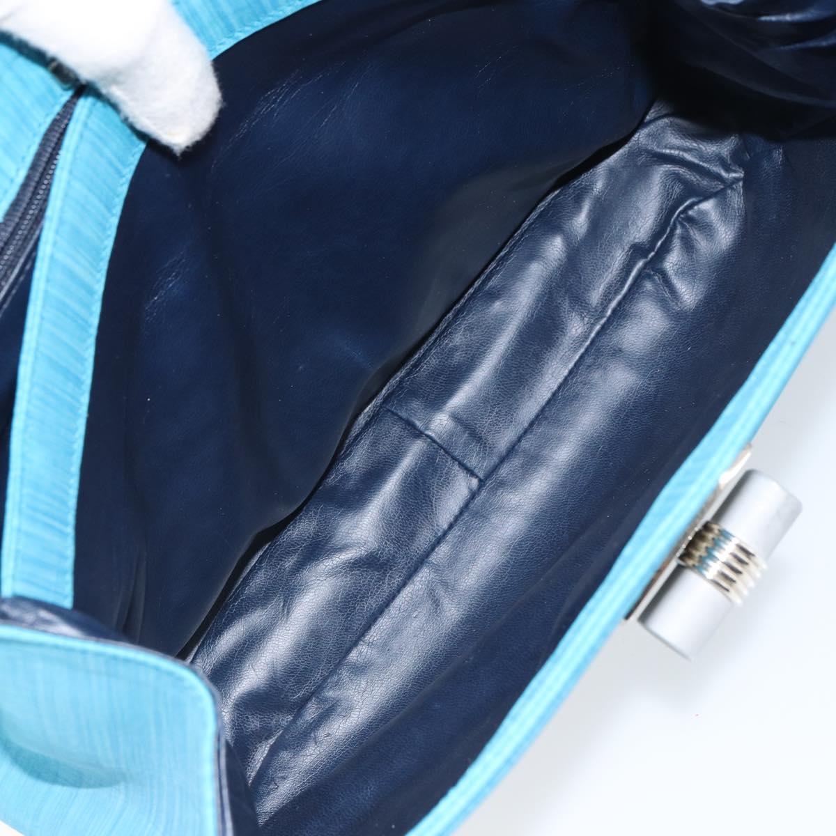 BALLY Hand Bag Nylon Blue Silver Auth 165750