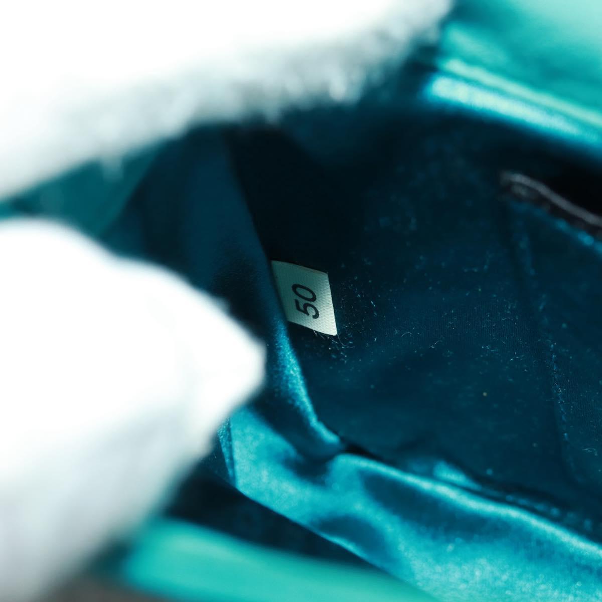 PRADA Hand Bag Suede Turquoise Blue Gold Auth 165751V