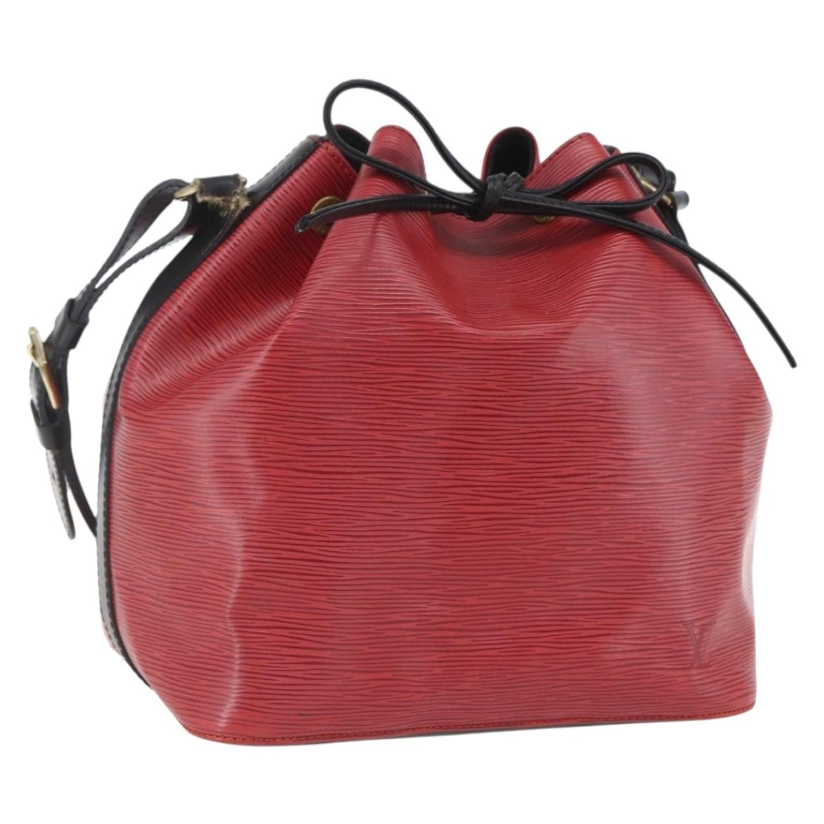 LOUIS VUITTON Epi Petit Noe Shoulder Bag Bicolor Black Red M44017 LV Auth 165754