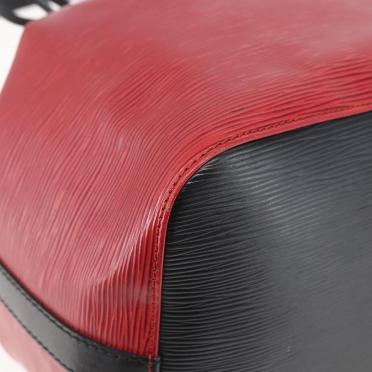 LOUIS VUITTON Epi Petit Noe Shoulder Bag Bicolor Black Red M44017 LV Auth 165754