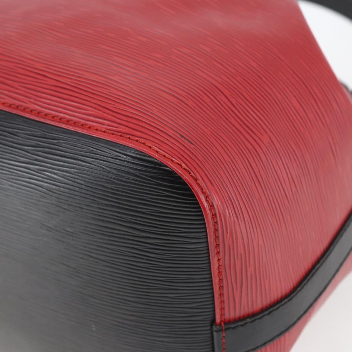 LOUIS VUITTON Epi Petit Noe Shoulder Bag Bicolor Black Red M44017 LV Auth 165754