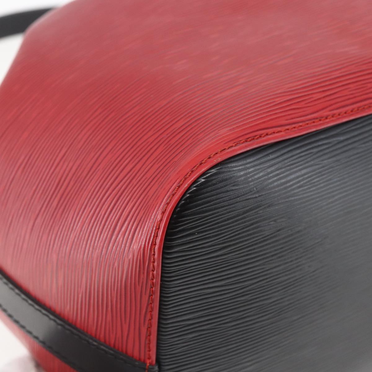 LOUIS VUITTON Epi Petit Noe Shoulder Bag Bicolor Black Red M44017 LV Auth 165754