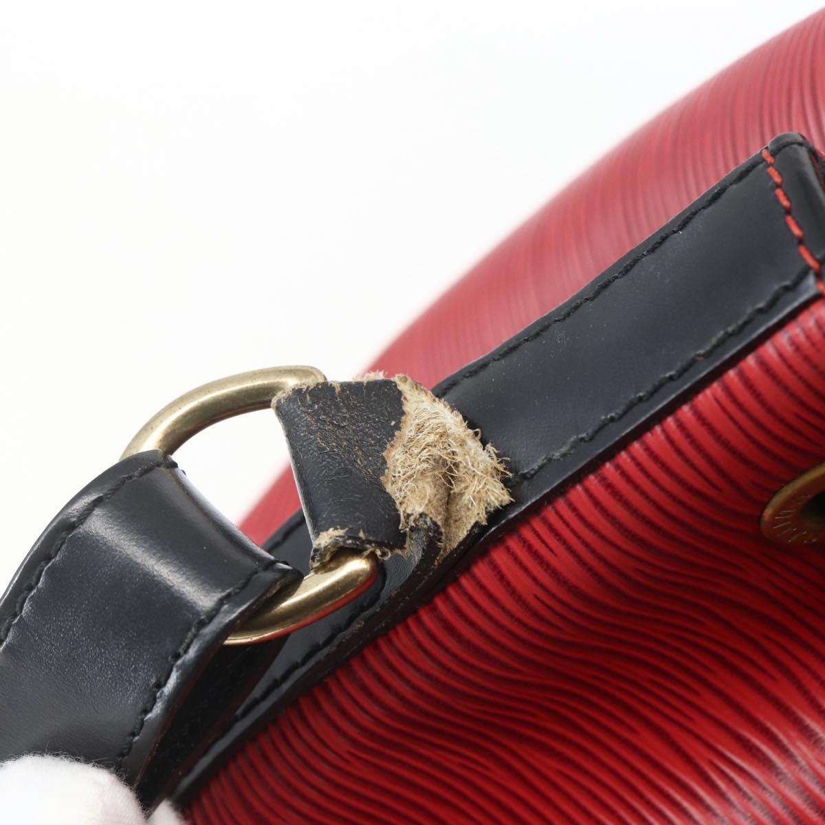 LOUIS VUITTON Epi Petit Noe Shoulder Bag Bicolor Black Red M44017 LV Auth 165754