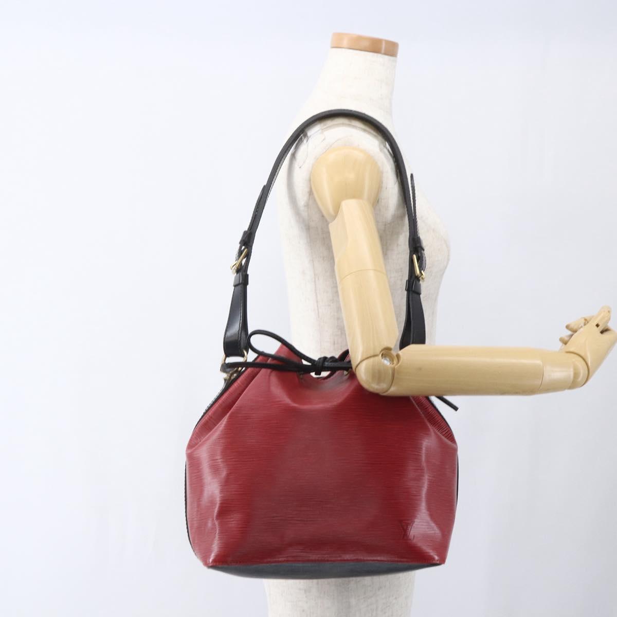 LOUIS VUITTON Epi Petit Noe Shoulder Bag Bicolor Black Red M44017 LV Auth 165754