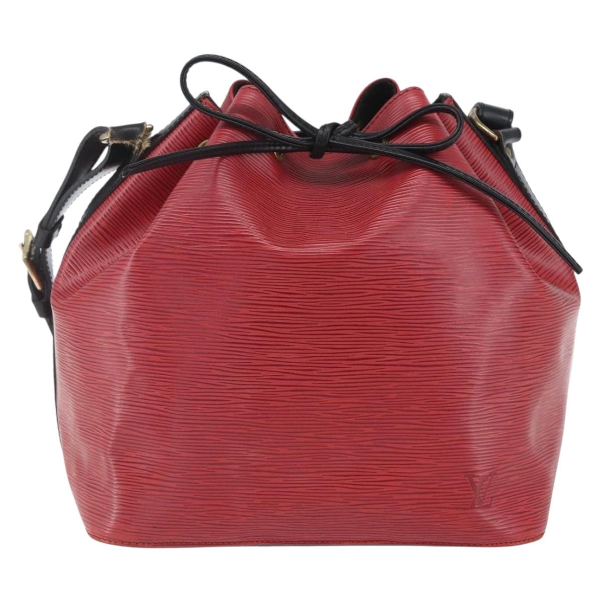 LOUIS VUITTON Epi Petit Noe Shoulder Bag Bicolor Black Red M44017 LV Auth 165754