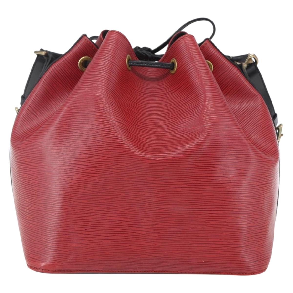 LOUIS VUITTON Epi Petit Noe Shoulder Bag Bicolor Black Red M44017 LV Auth 165754