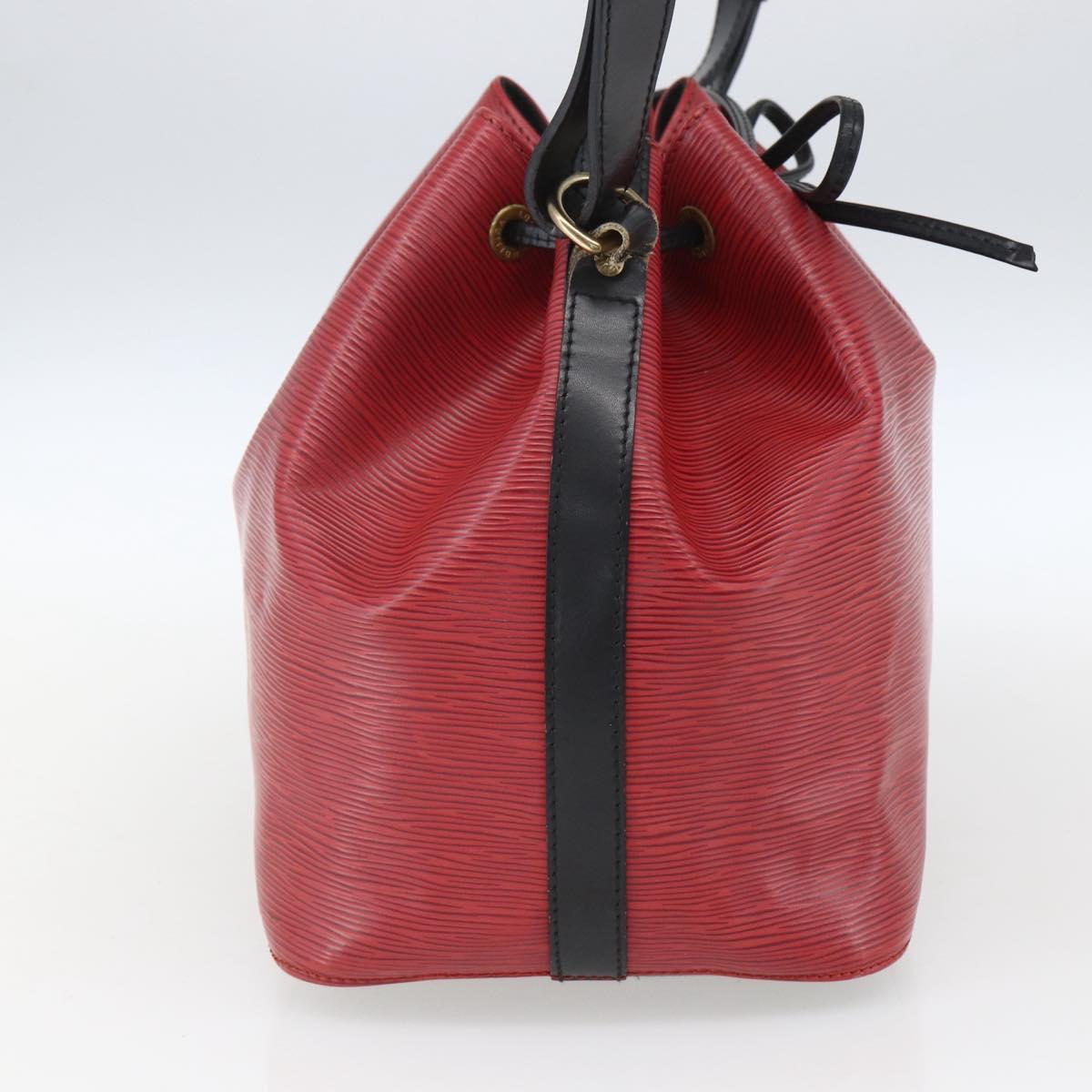 LOUIS VUITTON Epi Petit Noe Shoulder Bag Bicolor Black Red M44017 LV Auth 165754