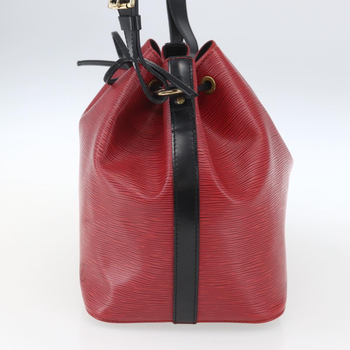 LOUIS VUITTON Epi Petit Noe Shoulder Bag Bicolor Black Red M44017 LV Auth 165754