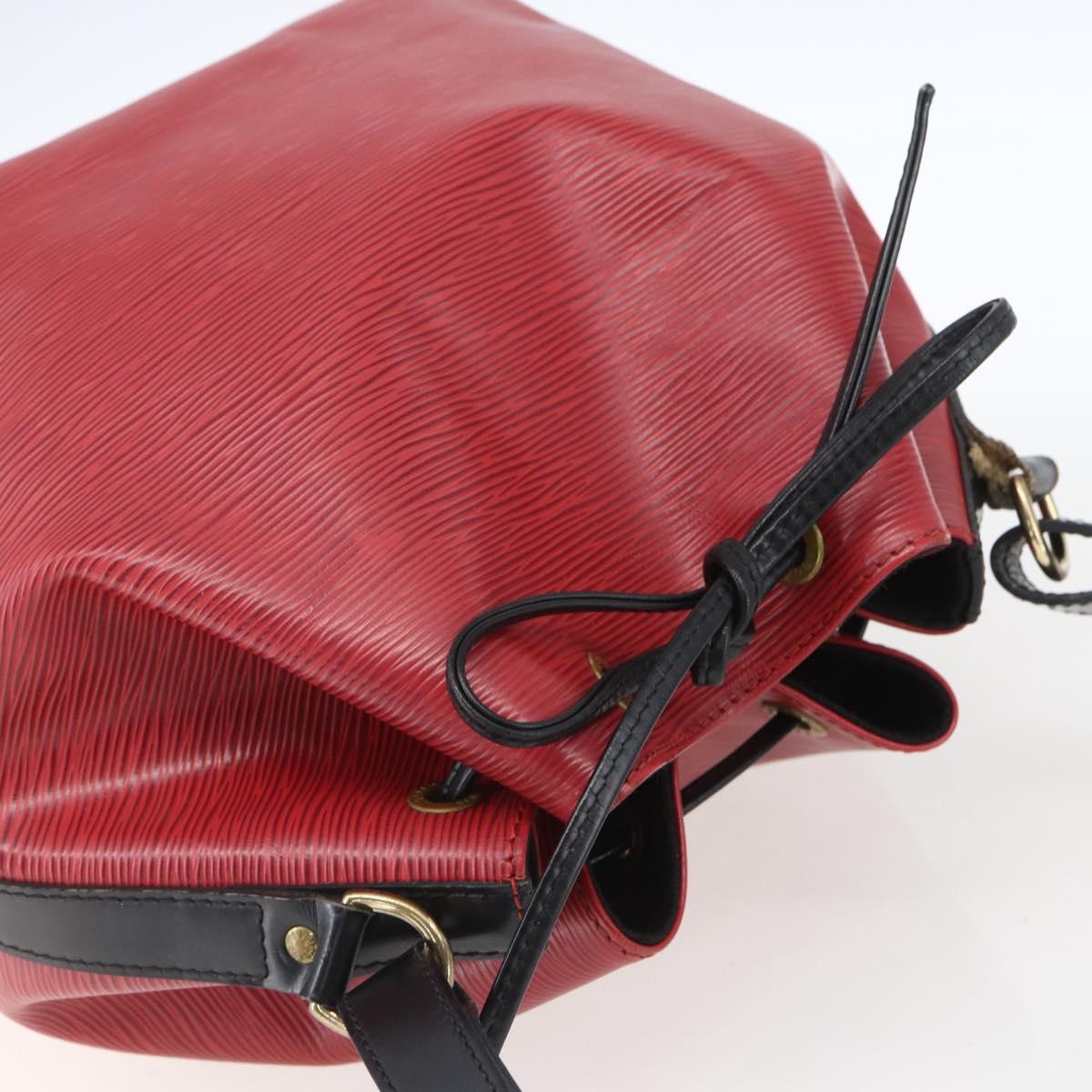 LOUIS VUITTON Epi Petit Noe Shoulder Bag Bicolor Black Red M44017 LV Auth 165754