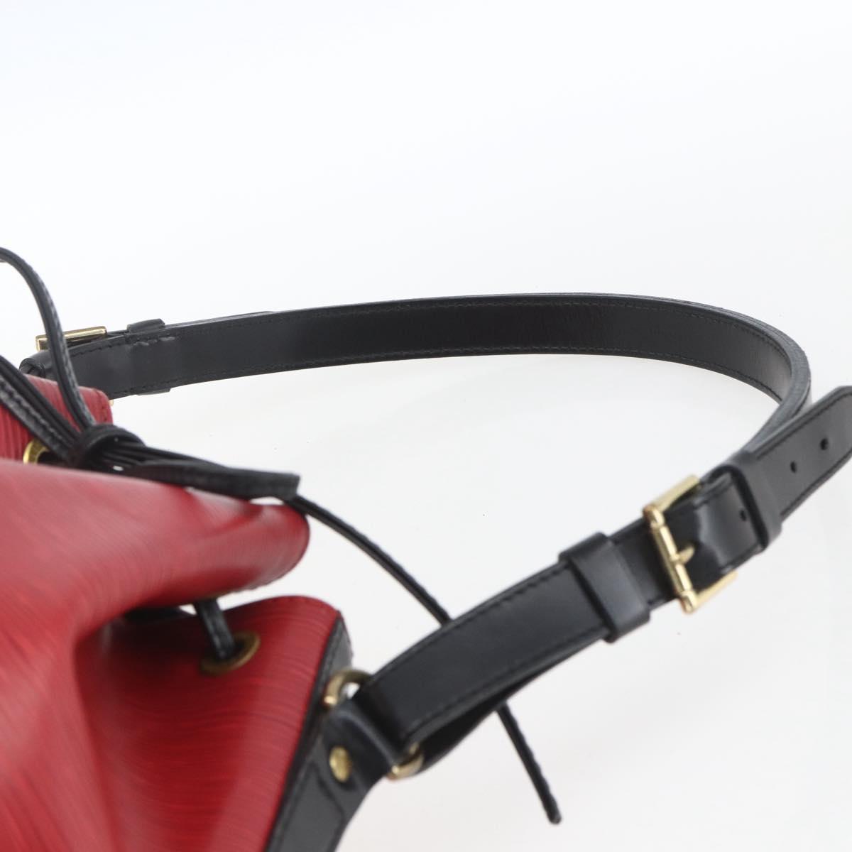 LOUIS VUITTON Epi Petit Noe Shoulder Bag Bicolor Black Red M44017 LV Auth 165754