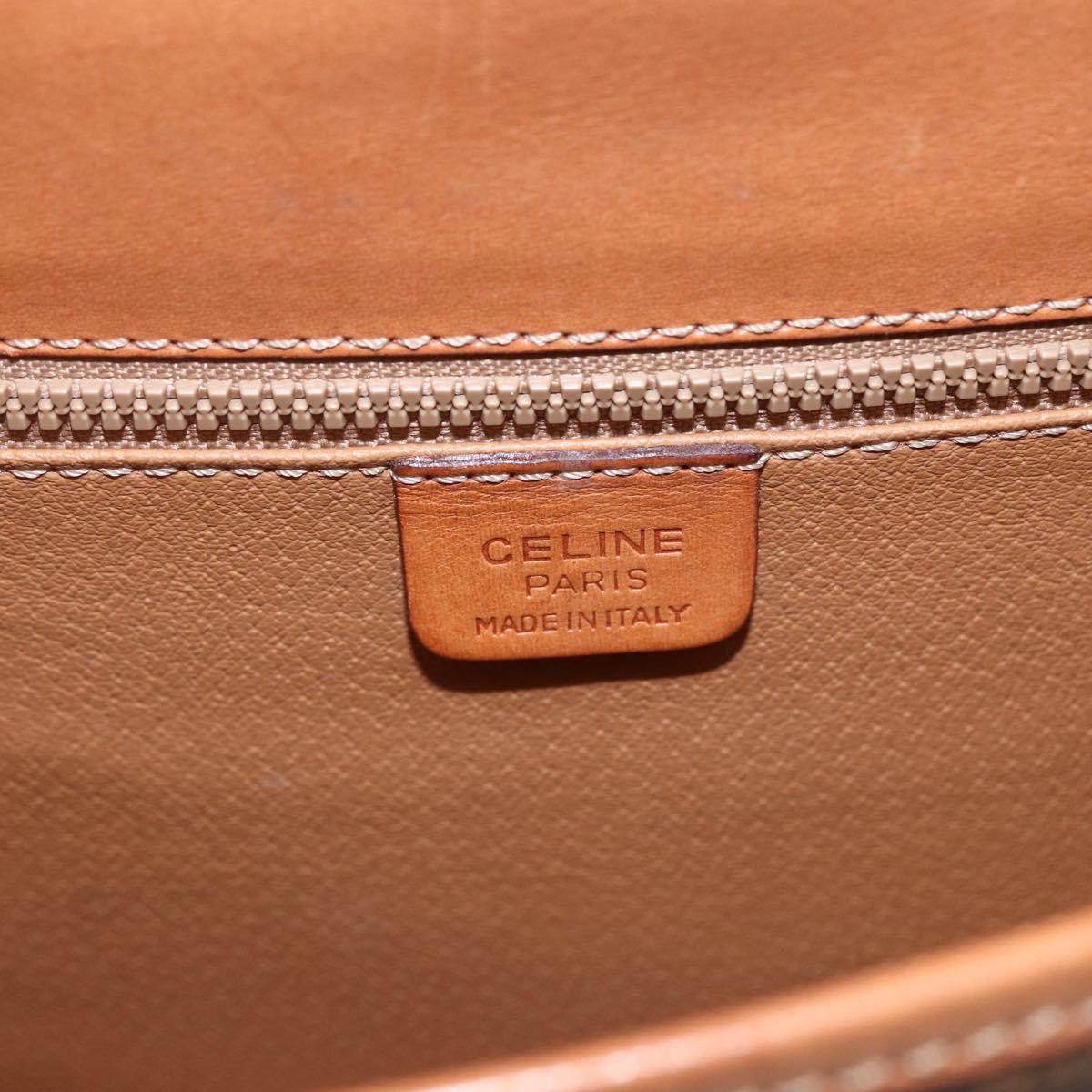 CELINE Macadam Canvas Shoulder Bag PVC Leather Brown Gold Auth 165760