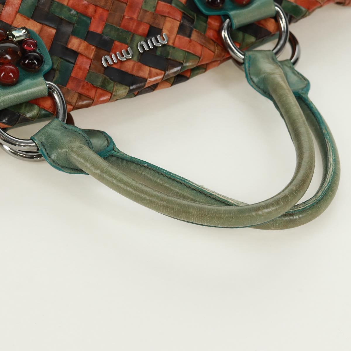 Miu Miu Chain Hand Bag Leather Multicolor Silver Auth 165767V