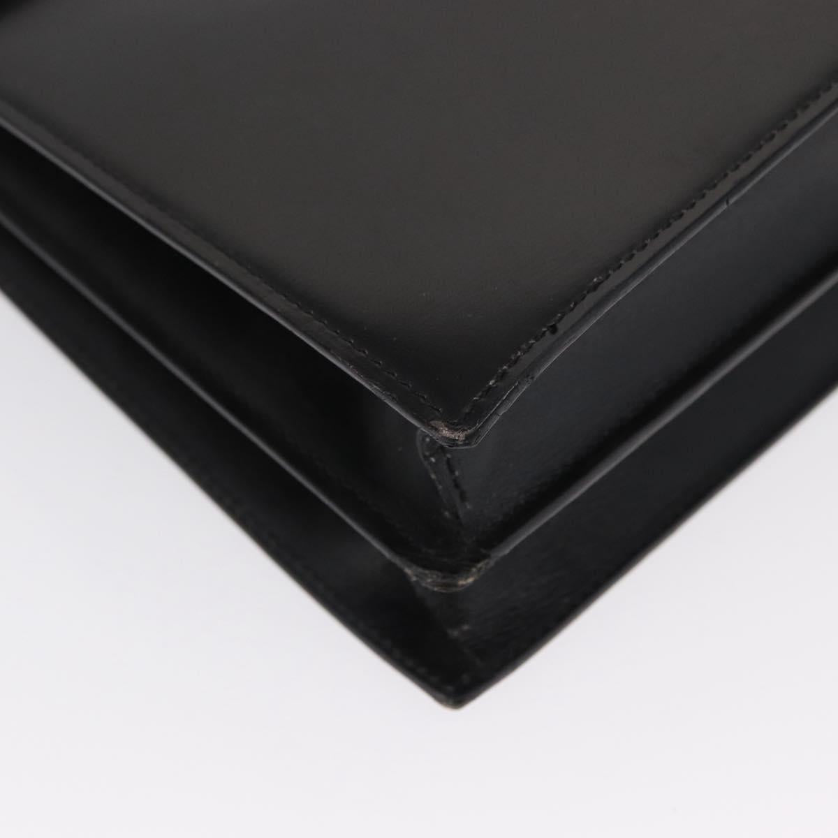 CELINE Hand Bag Leather Black Gold Auth 165770