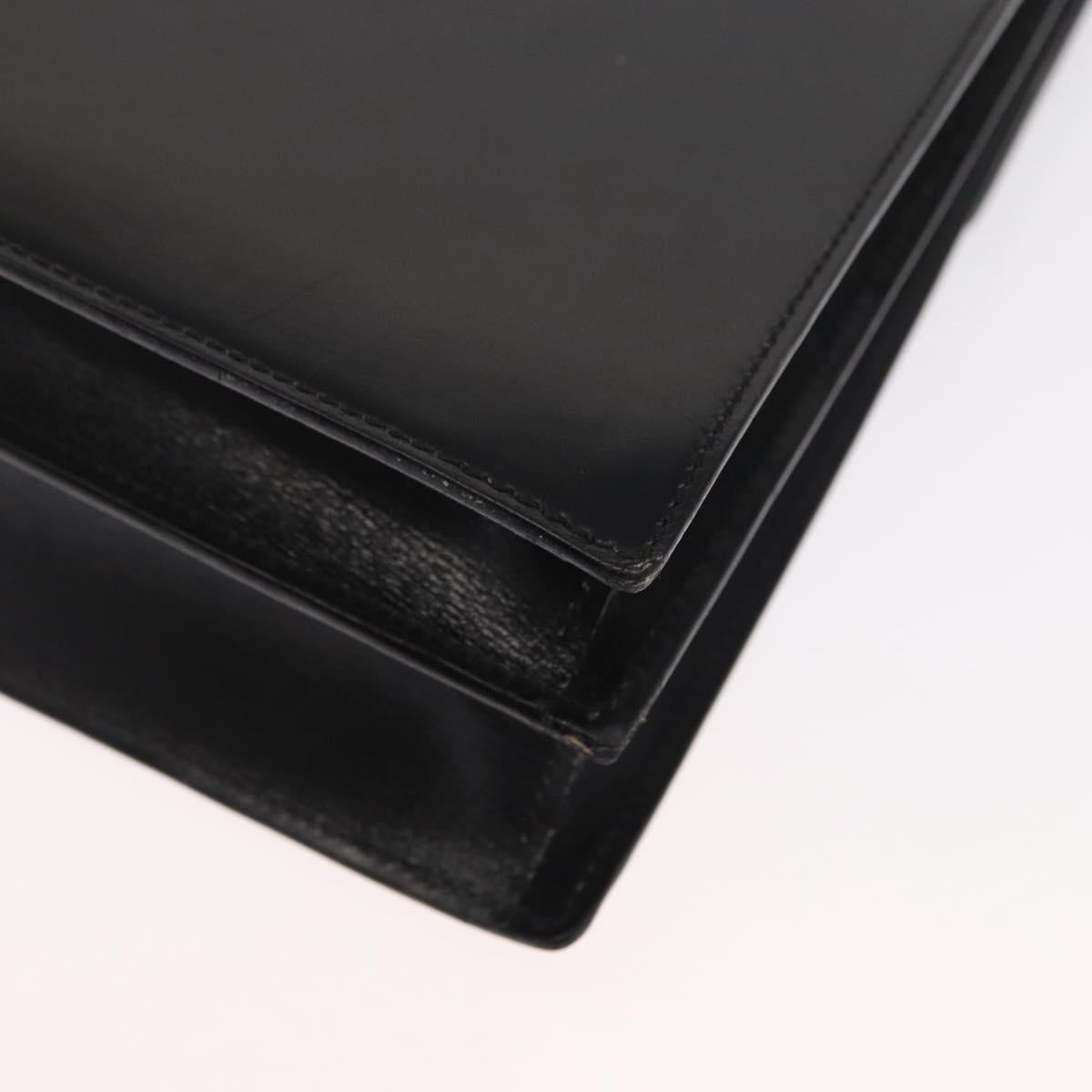 CELINE Hand Bag Leather Black Gold Auth 165770