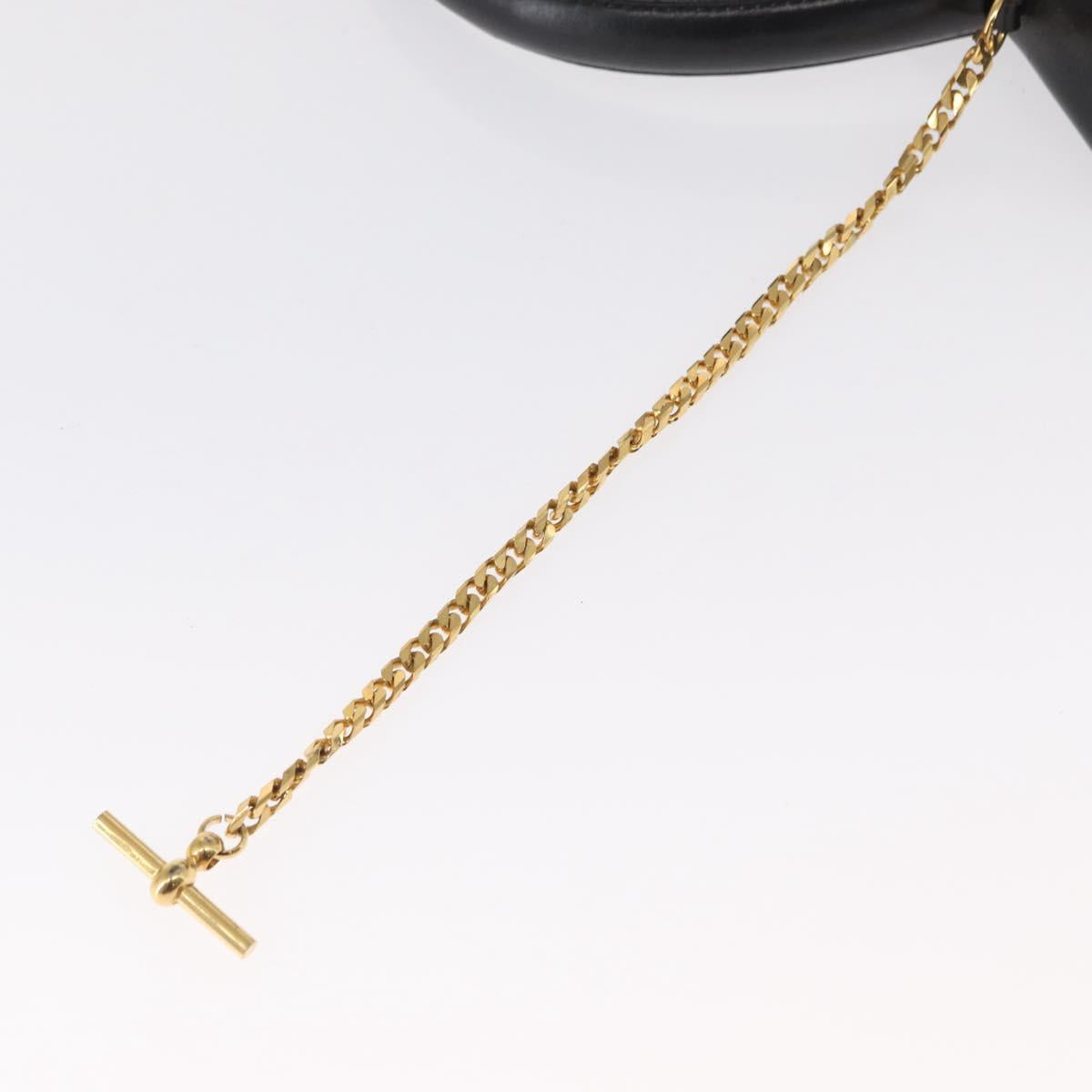 CELINE Hand Bag Leather Black Gold Auth 165770