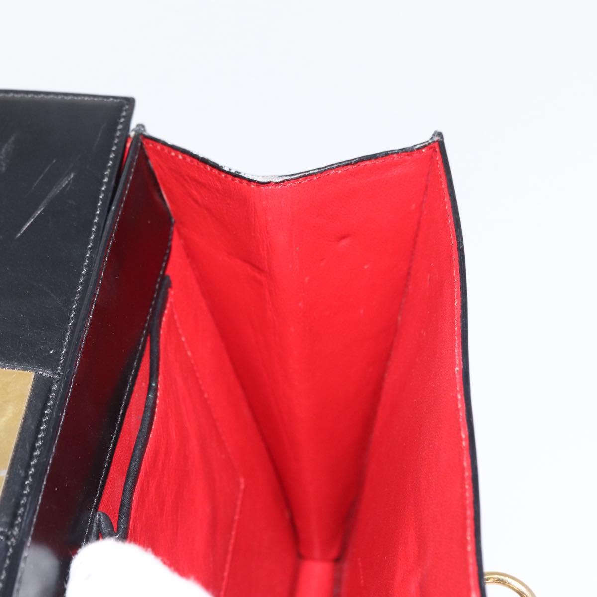 CELINE Hand Bag Leather Black Gold Auth 165770