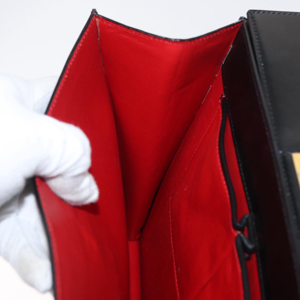 CELINE Hand Bag Leather Black Gold Auth 165770