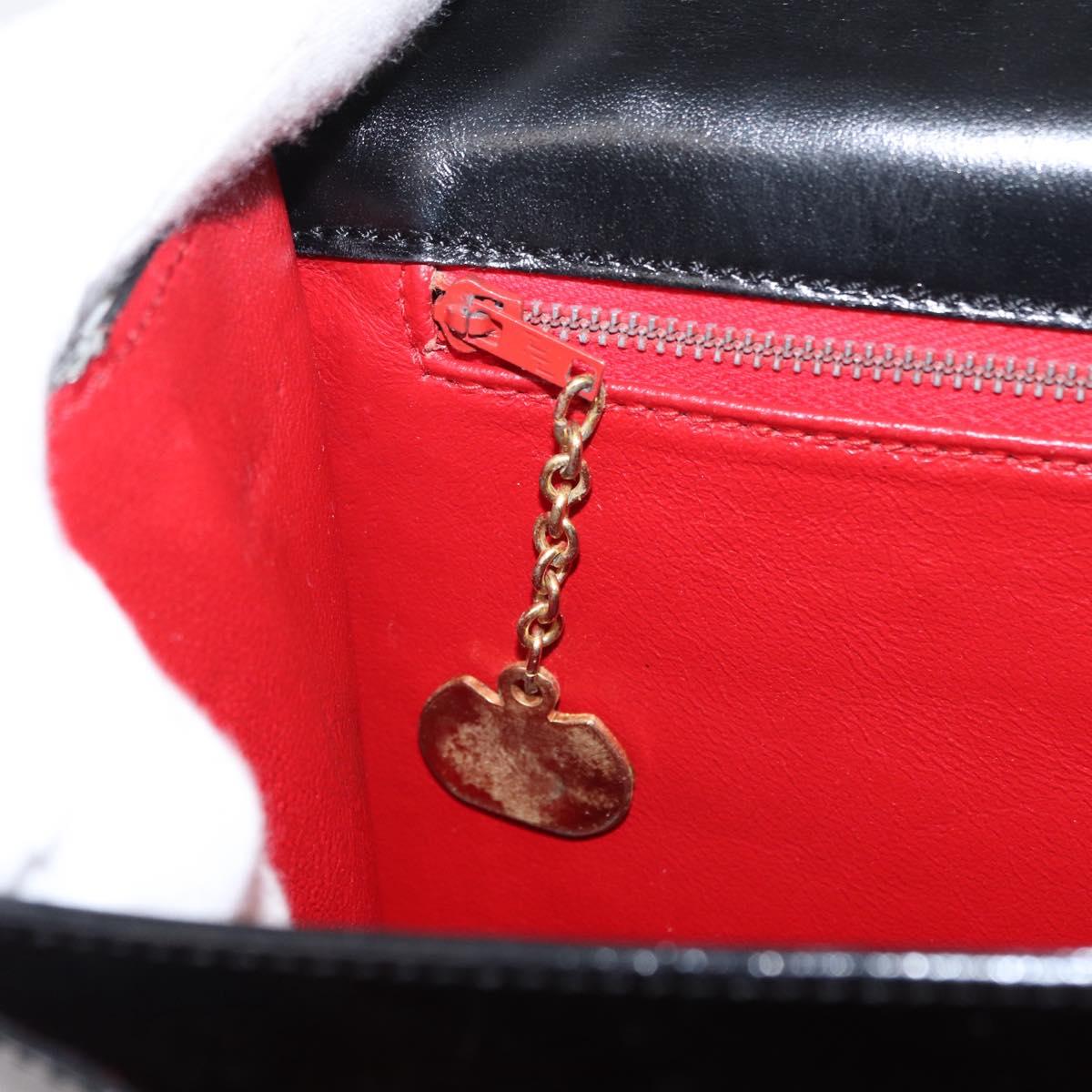 CELINE Hand Bag Leather Black Gold Auth 165770